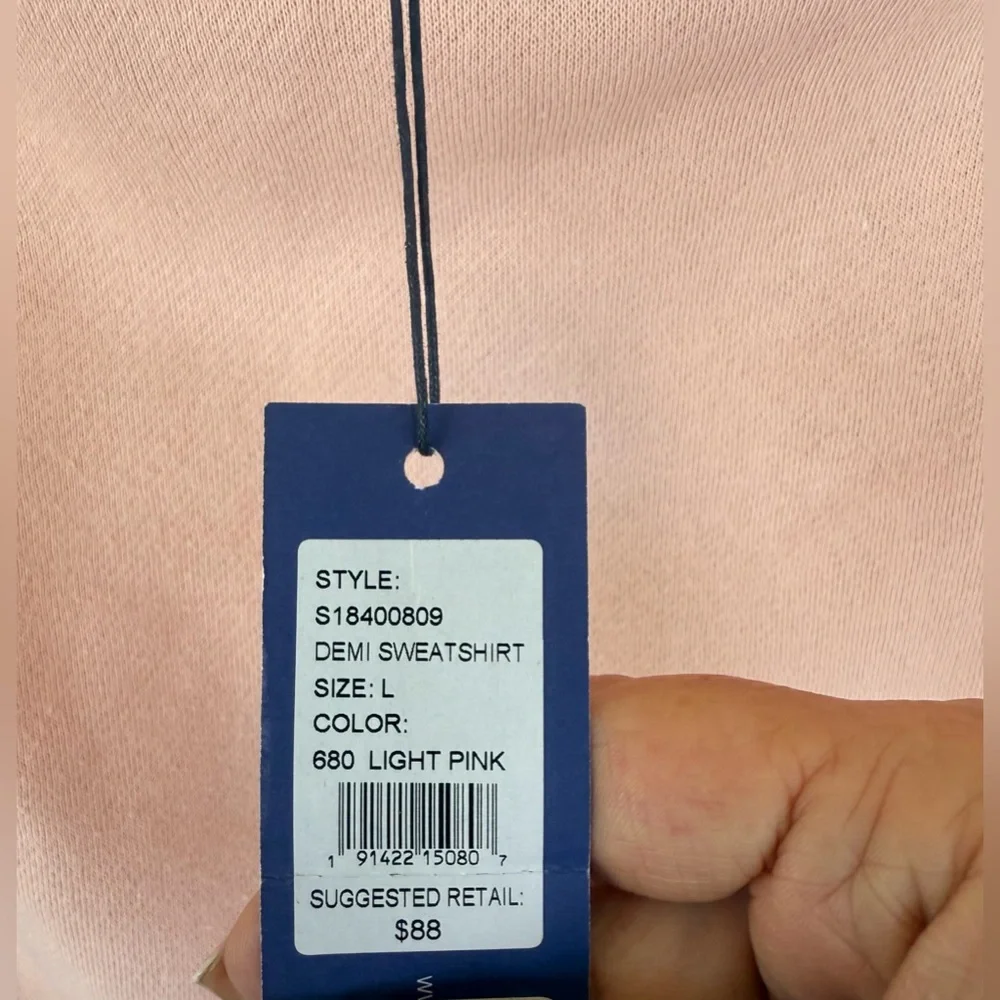 Rebecca Minkoff Light Pink Off-Shoulder Long Sleeve Demi Sweatshirt, Large, NWT - Picture 10 of 11